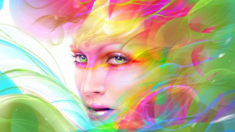ansikt,kvinner,fargerik,illustrasjon,digital kunst,anime