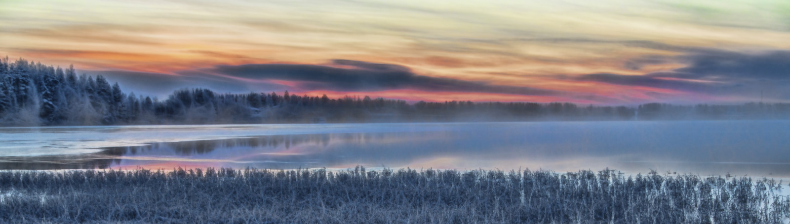 západ slunce, jezero, Příroda, odraz, zima, svítání, uklidnit, led, večer, ráno, mlha, Nikon, soumrak, zmrazení, mrak, svítání, prozkoumal, ledový, D800, jyrkiliikanen, zmrazit, atmosférický jev, freezingover