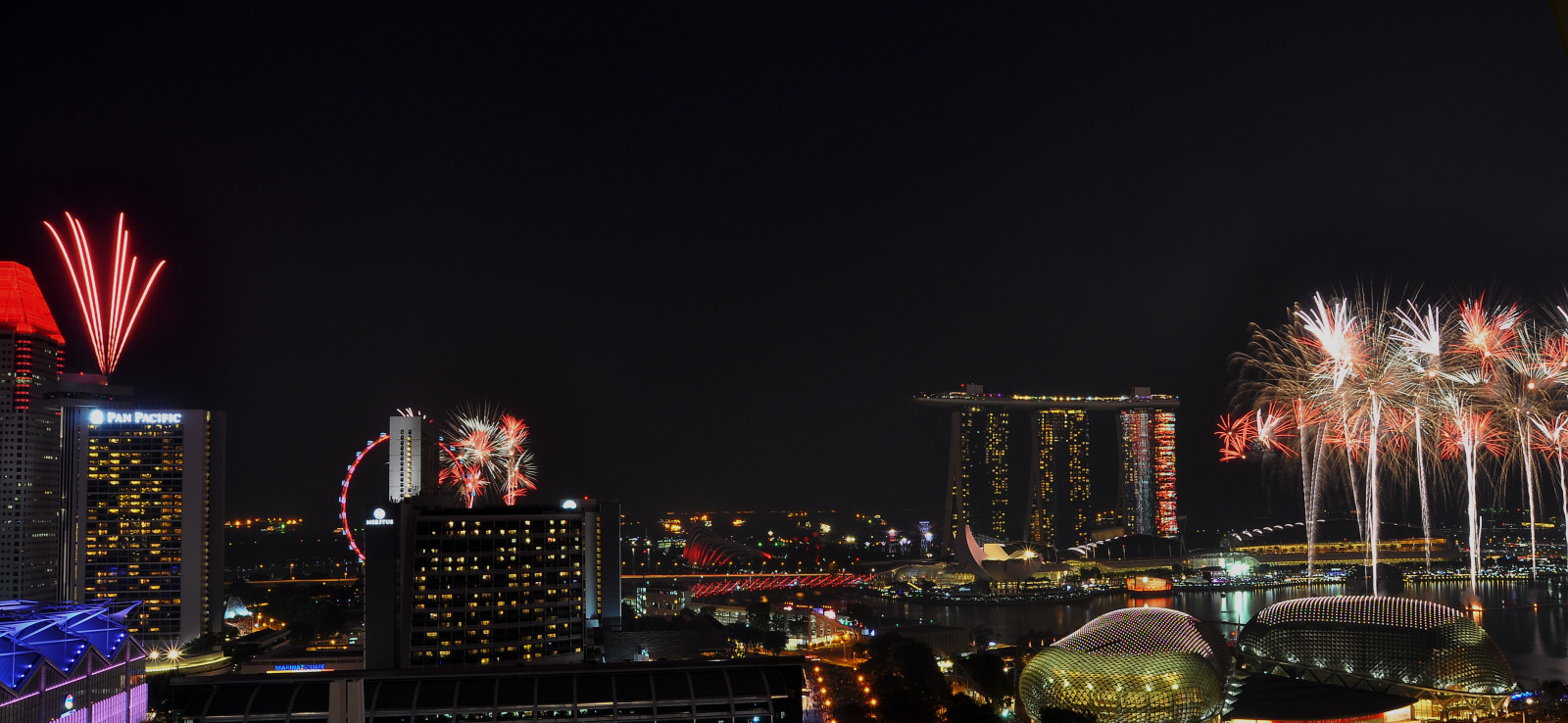noc, Marina, Singapore, ohňostroj, NDP, MBS, Státní svátek, SG50, Ndp2015
