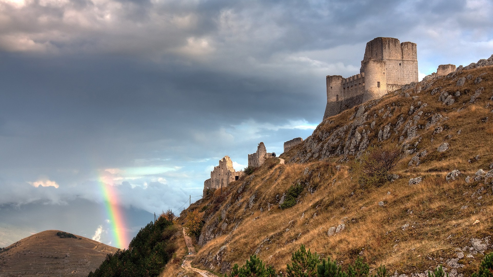 High Rocks Italy Wallpaper : landscape, sea, Italy, hill, rock, ruin, castle, cliff ...