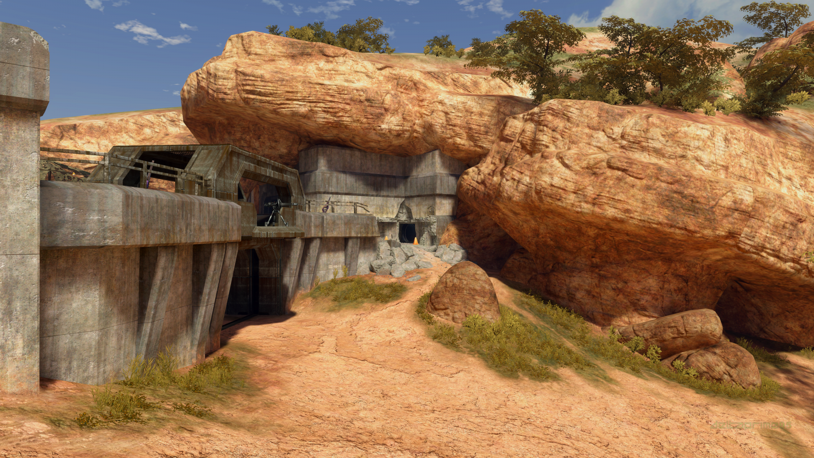 ve hře, PC herní, Snímek obrazovky, halo 3, High Ground Multiplayer Map, Afrika, sci-fi, pevnost, stěna