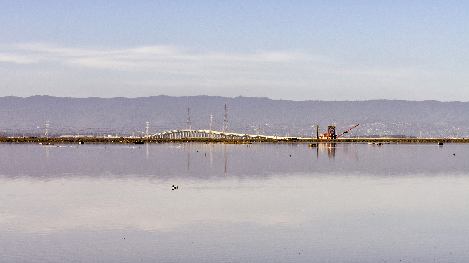 Kalifornie, ca, most, předhůří, hory, západ, voda, krajina, záliv, pobřeží, San, francisco, den, Pohled, zakalený, jižní, veletrh, Fremont, mokřady, bažina, Newark, Dumbarton, severní, místo výskytu