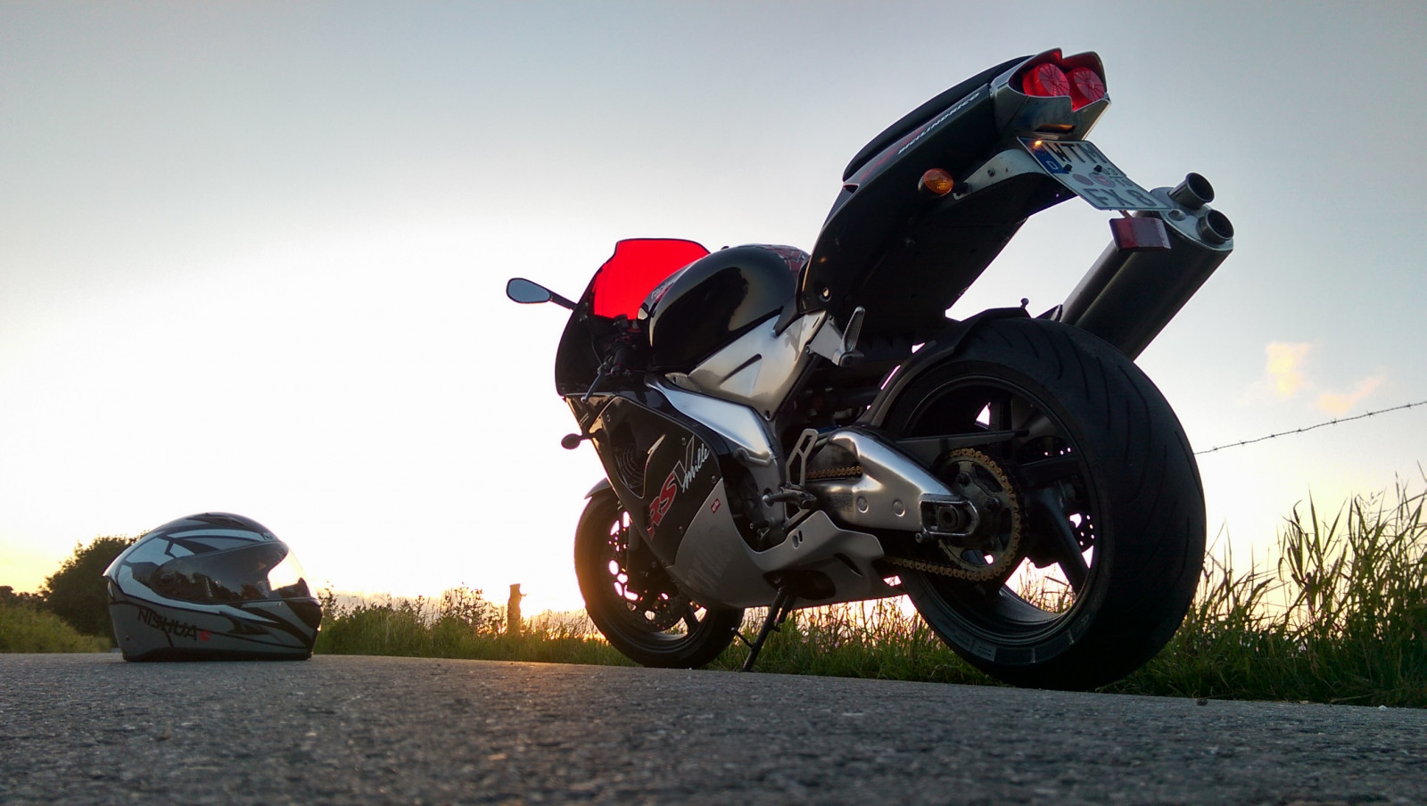 západ slunce, sonnenuntergang, motocykl, Ostfriesland, Aprilia, Motorrad, bearacer, apriliarsvmilleme