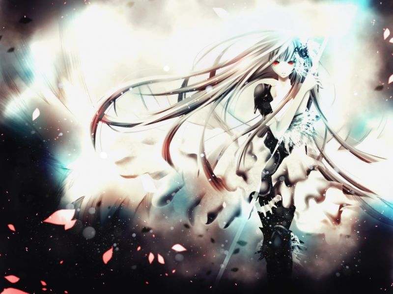 długie włosy, białe włosy, Anime, Dziewcząt anime, czerwone oczy, ilustracja długie włosy, białe włosy, Anime, Dziewcząt anime, czerwone oczy, ilustracja