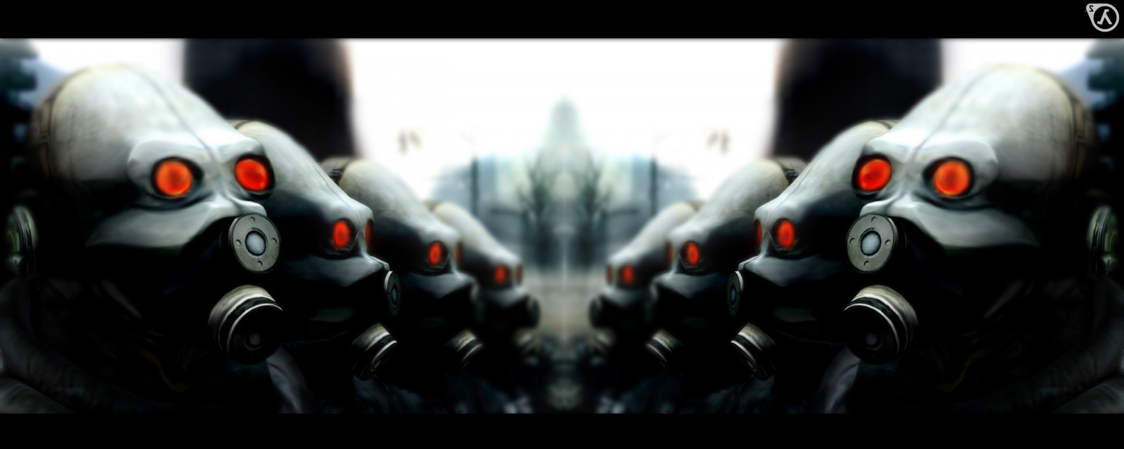 videogiochi, occhi rossi, Half Life 2, oscurità, immagine dello schermo, 2560x1024 px, sfondo del computer, personaggio fittizio