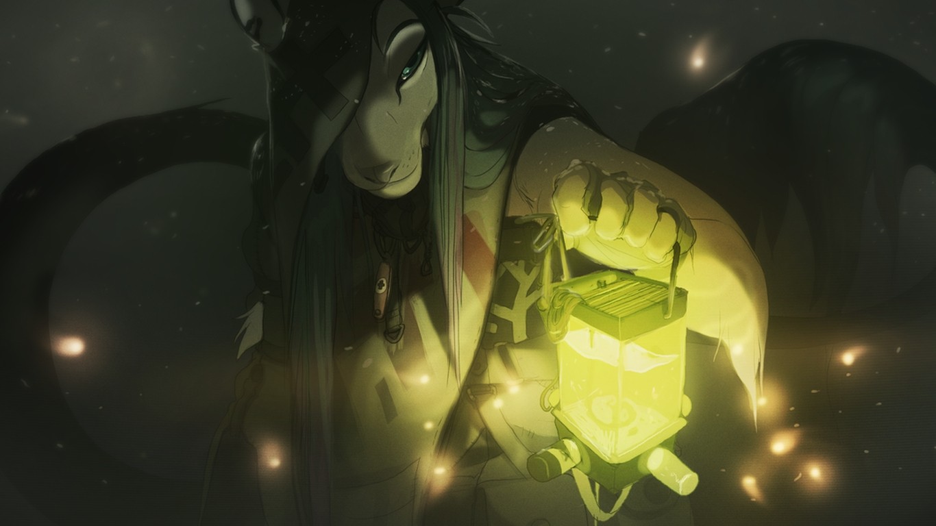 ilustrace, anime, zelená, srstnatý, Anthro, světlo, tma, Snímek obrazovky, počítač tapeta