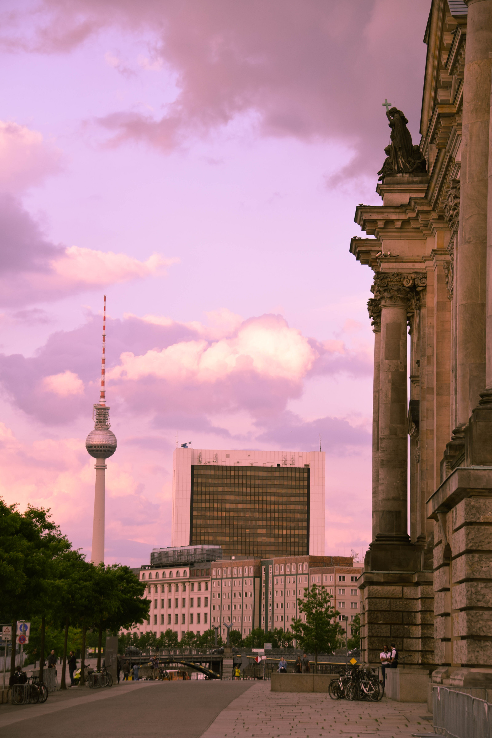 západ slunce, město, ulice, panoráma města, architektura, nebe, panoráma, mrakodrap, večer, ráno, Německo, věž, letní, Evropa, oblouk, soumrak, Berlín, centrum, venkovní, cityview, de, Německo, deutschland, tvtorn, mezník, urban area, lidské osídlení