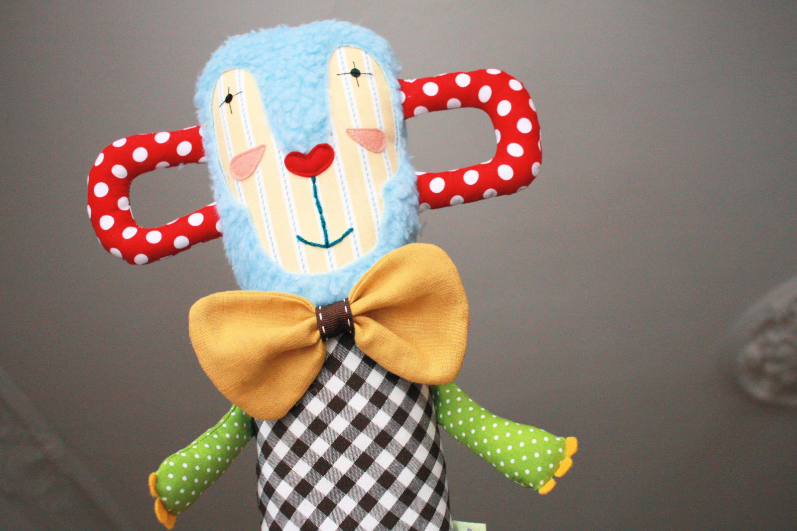 fatto a mano, clown, cravatta a farfalla, mestiere, Peluche, percalle, Pois, softie, Ninon, design del personaggio, Lsemonstris