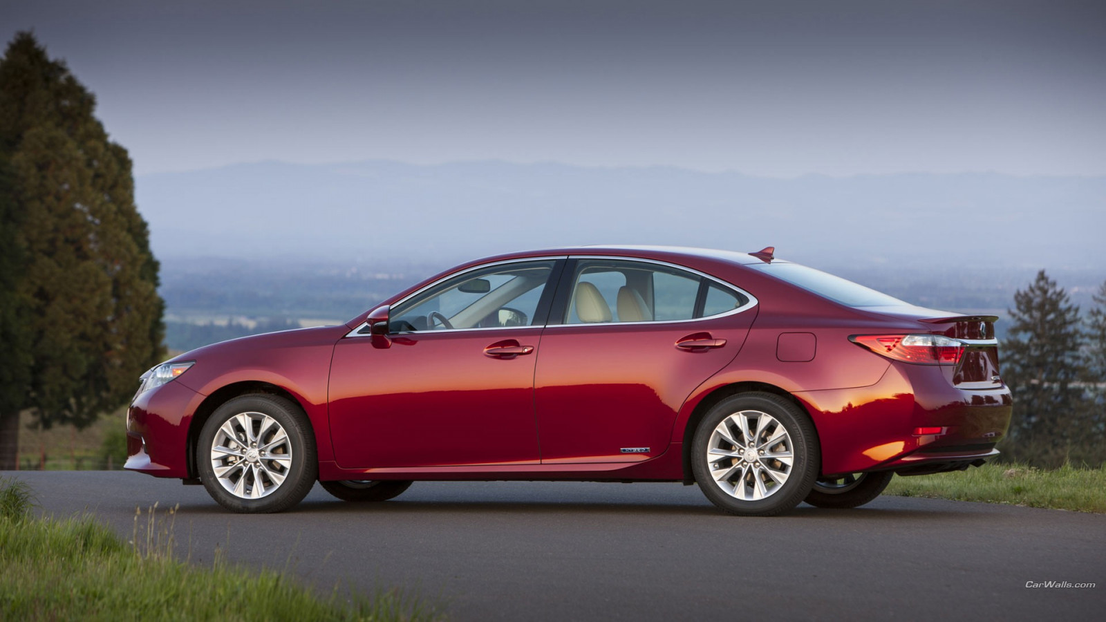Wallpaper red cars, Sedan, Lexus ES300h, wheel, land vehicle, automotive design, automotive