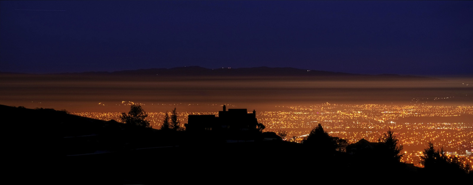 Mthamilton, Mthamiltongrandview, restaurace, panské sídlo, silueta, zlato, noc, oranžový, mlha, smog, HDR, 1XP, Drsný, nex6, Photomatix, fav100, Silicon Valley, sanfranciscobay