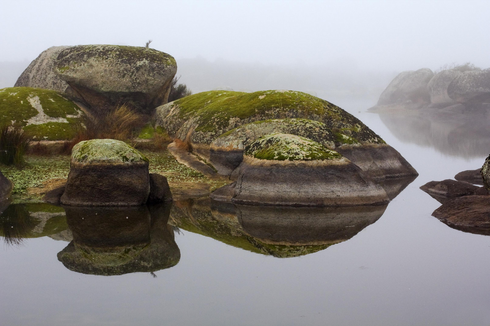 afspejling, vand, klippe, landskab, reservoir