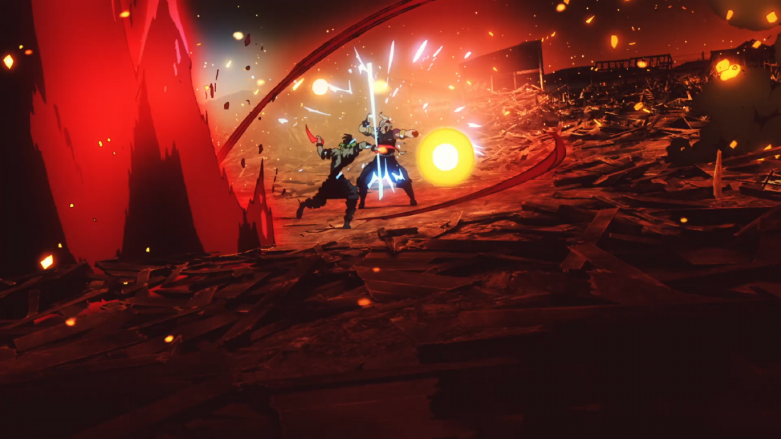 Kimetsu no Yaiba, anime, Anime screenshot, anime kluci, Tengen Uzui, Gyutaro Kimetsu no Yaiba, oheň, noc, démon