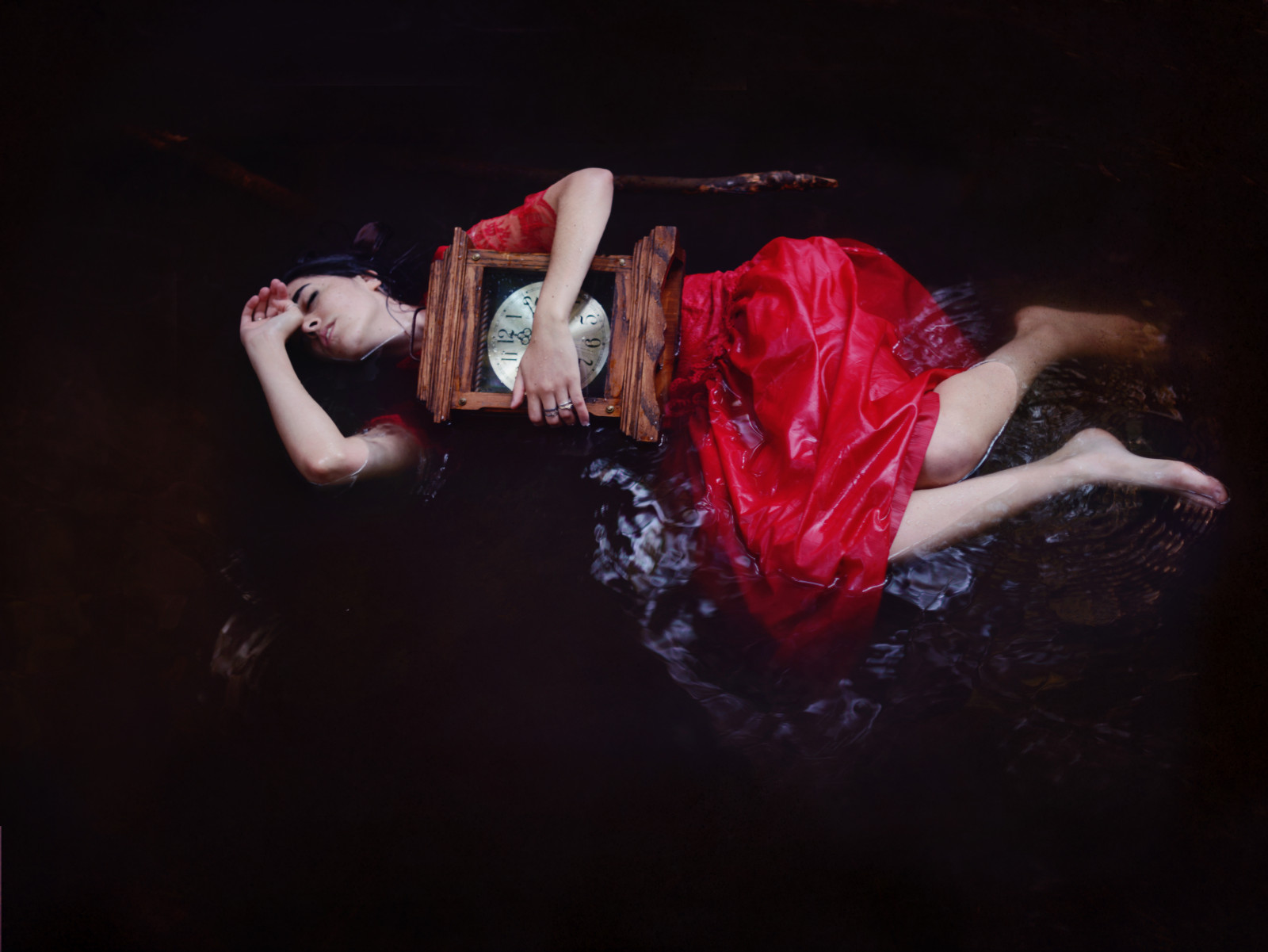 Červené, hodiny, voda, šaty, čas, cvaknutí, Pojmový, plovák, 52, 52 týdnů, 52weekproject