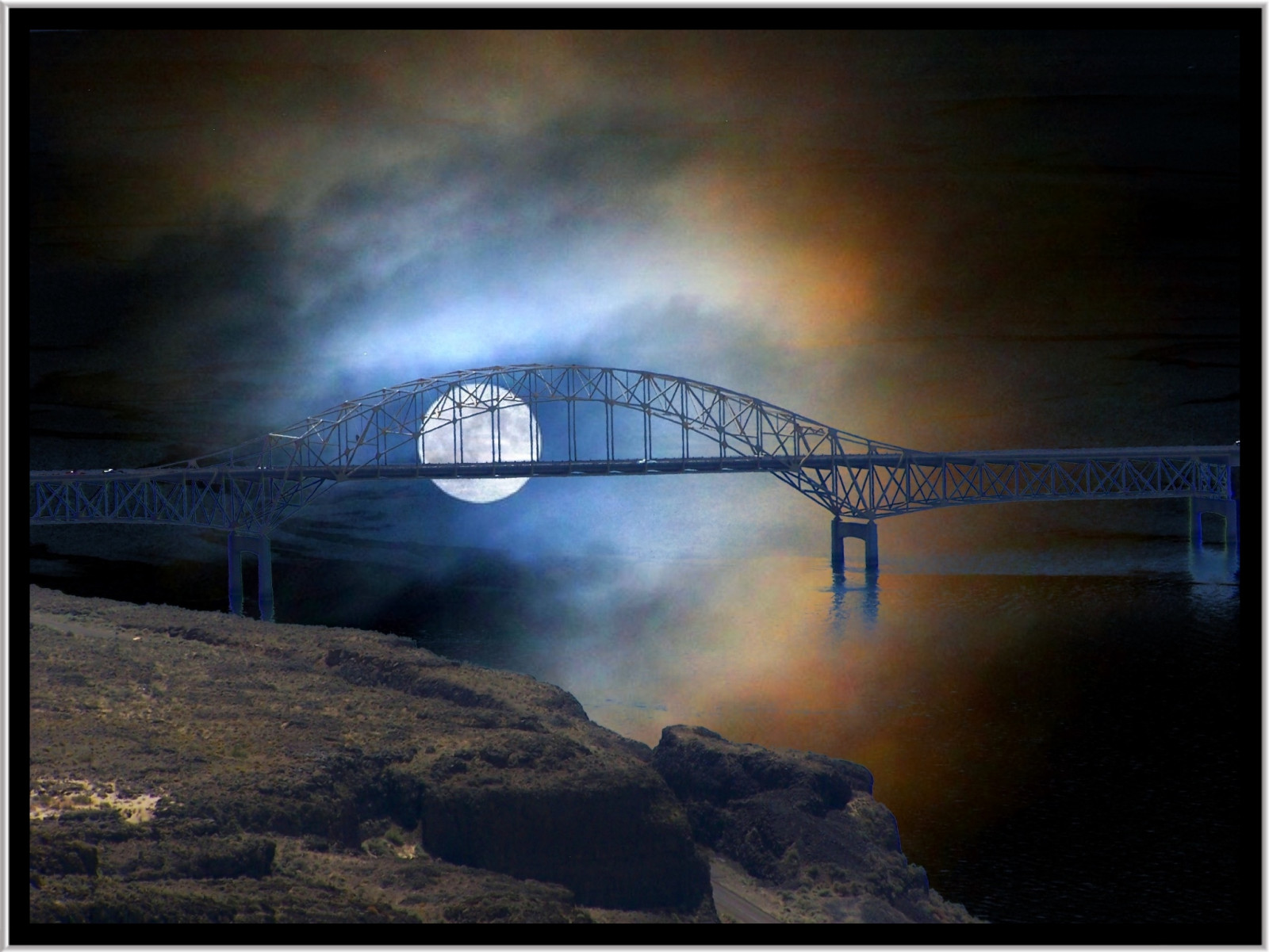 západ slunce, noc, jezero, odraz, kůň, nebe, Měsíc, most, řeka, sochařství, měsíční svit, atmosféra, oblouk, Dálnice, přehrada, Columbia, 90, světlo, mrak, washington, Pohled, hrabství, bod, divoký, nás, tma, já, Stát, onasill, obraz, site, david, wa, Snímek obrazovky, výhoda, atmosférický jev, počítač tapeta, grant, hwy, poníci, města, wanapum, govedare