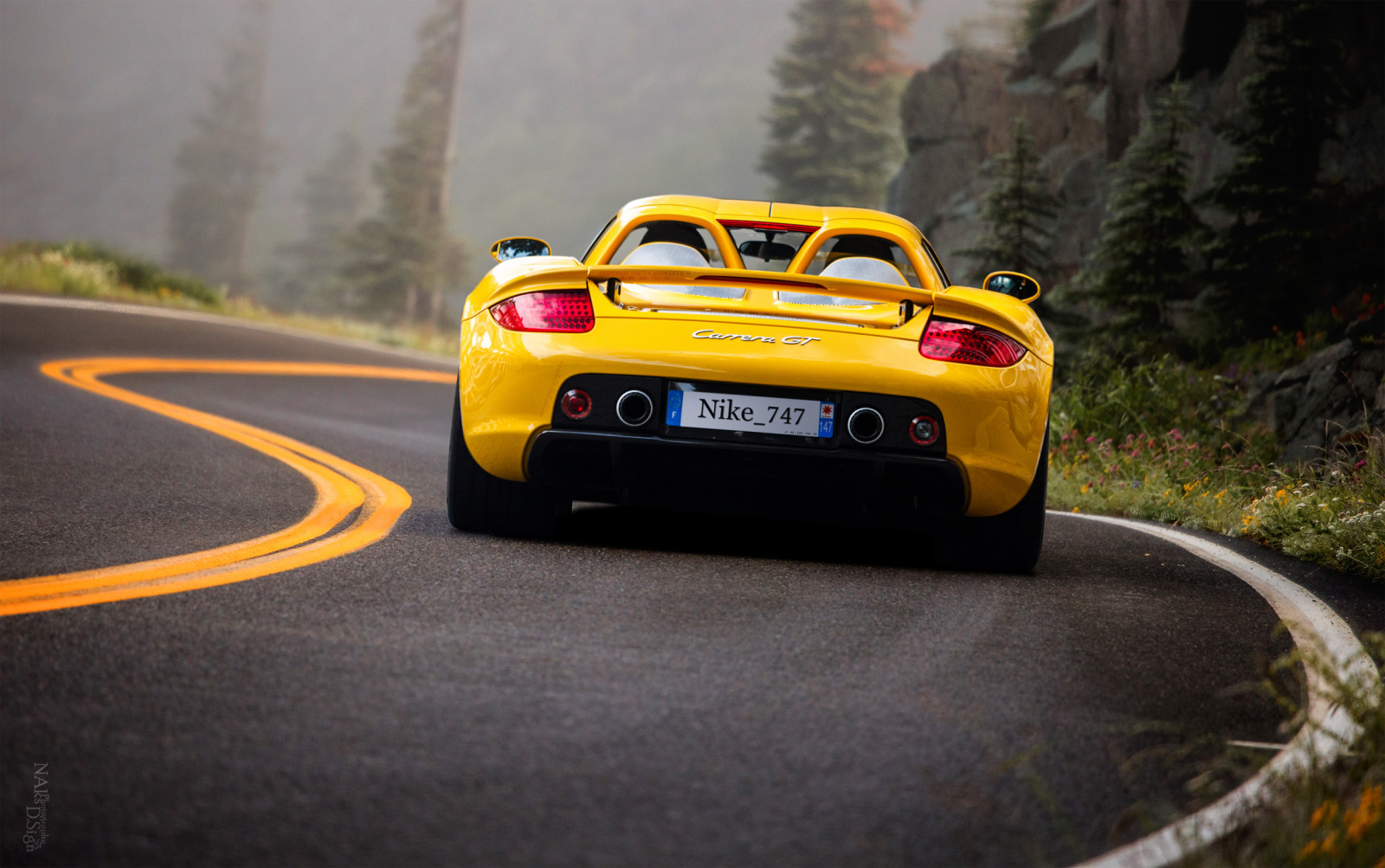 sportovní, les, auto, Červené, vozidlo, silnice, žlutý, Porsche, sportovní auto, Roadster, PROTI, výkon auta, Lotus, Hypercar, Porsche Carrera GT, exotický, C, GT, Vzácný, strom, G, mlha, 10, čára, super, T, hyper, superauto, zadní, carrera, v10, CGT, počítač tapeta, automobilového designu, automobilový exteriér, závodní auto, luxusní vůz, naksphotographydsign, Zadní světla