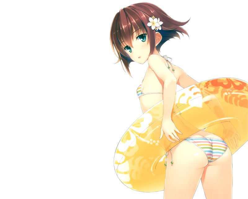 Yuuki Hagure,valkoinen tausta,bikinit,perse,alkuperäisten merkkien