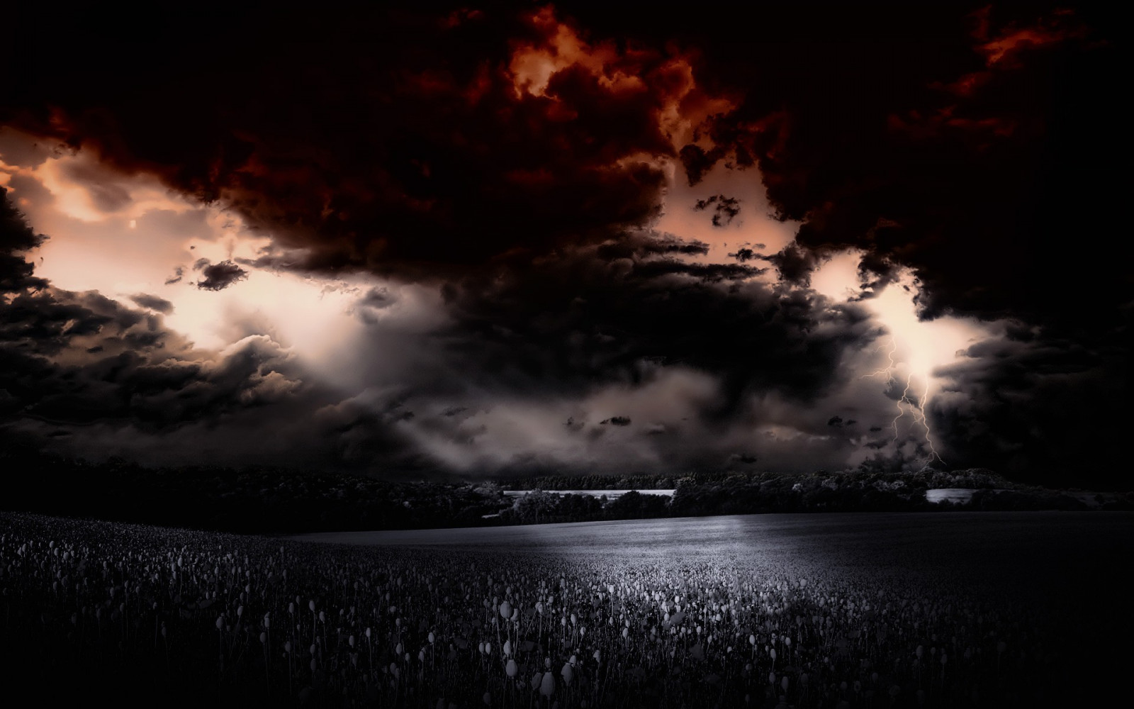 slunečnímu záření, krajina, digitální umění, západ slunce, noc, Příroda, odraz, nebe, mraky, Blesk, večer, měsíční svit, atmosféra, soumrak, hrom, světlo, mrak, počasí, svítání, bouřka, tma, 1920x1200 px, meteorologický jev