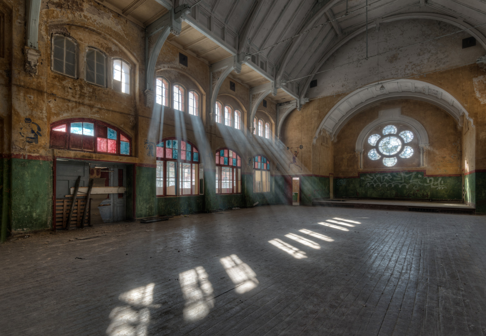 budova, opuštěný, Německo, HDR, Nikon, oblouk, NEMOCNICE, pasáž, prázdný, zkoumání, urbex, paprsky, tělocvična, sluneční paprsky, Photomatix, opuštěný, ue, turistická atrakce, cyberhouse, dasgymnasium