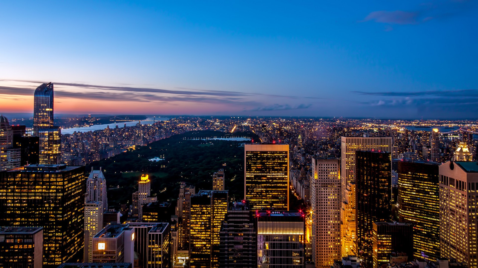 solnedgang, by, bybilledet, nat, skyline, skyskraber, aften, horisont, panorama, skumring, Central Park, metropol, downtown, milepæl, byområde, hovedstadsområde, menneskelig bosættelse, kvarter, boligområde, geografisk funktion, højhus
