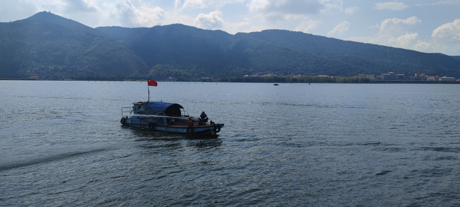 rio, montanhas, barco, bandeira, natureza, entretenimento, Ondas