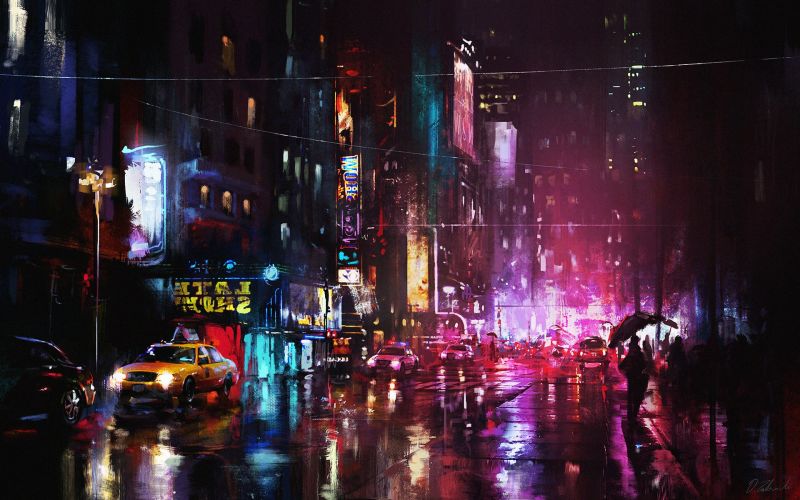 Cityscape,malam,hiburan,Darek Zabrocki,cahaya,warna