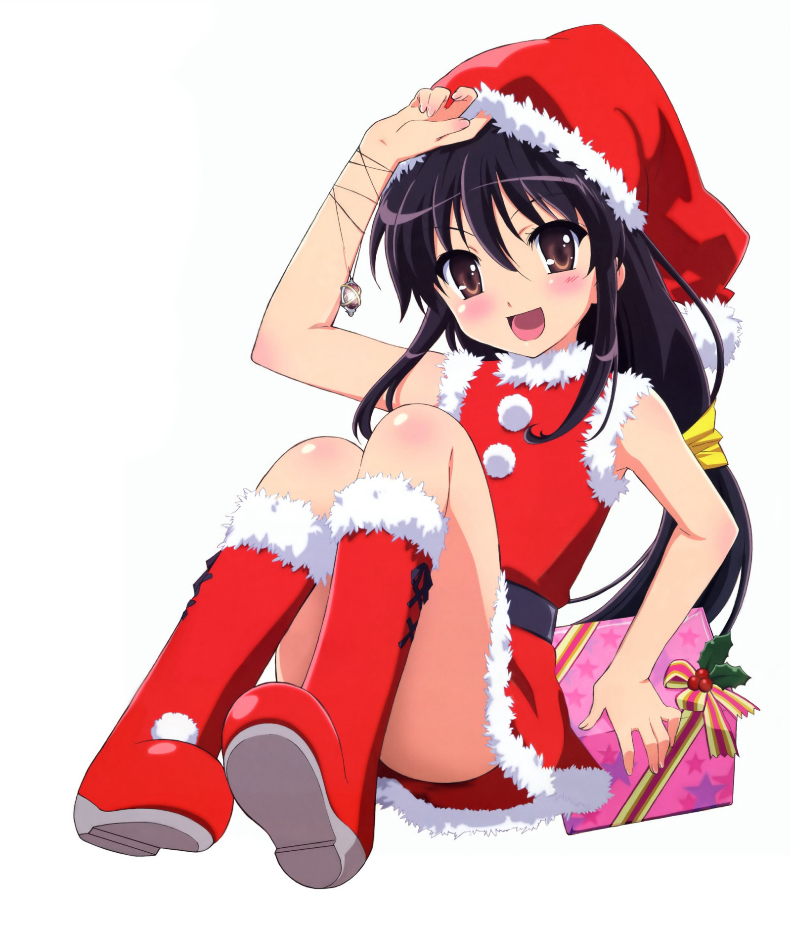 illustration, anime, Anime piger, brunette, tegneserie, jul, ferie, Person, Santa kostume, mangaka