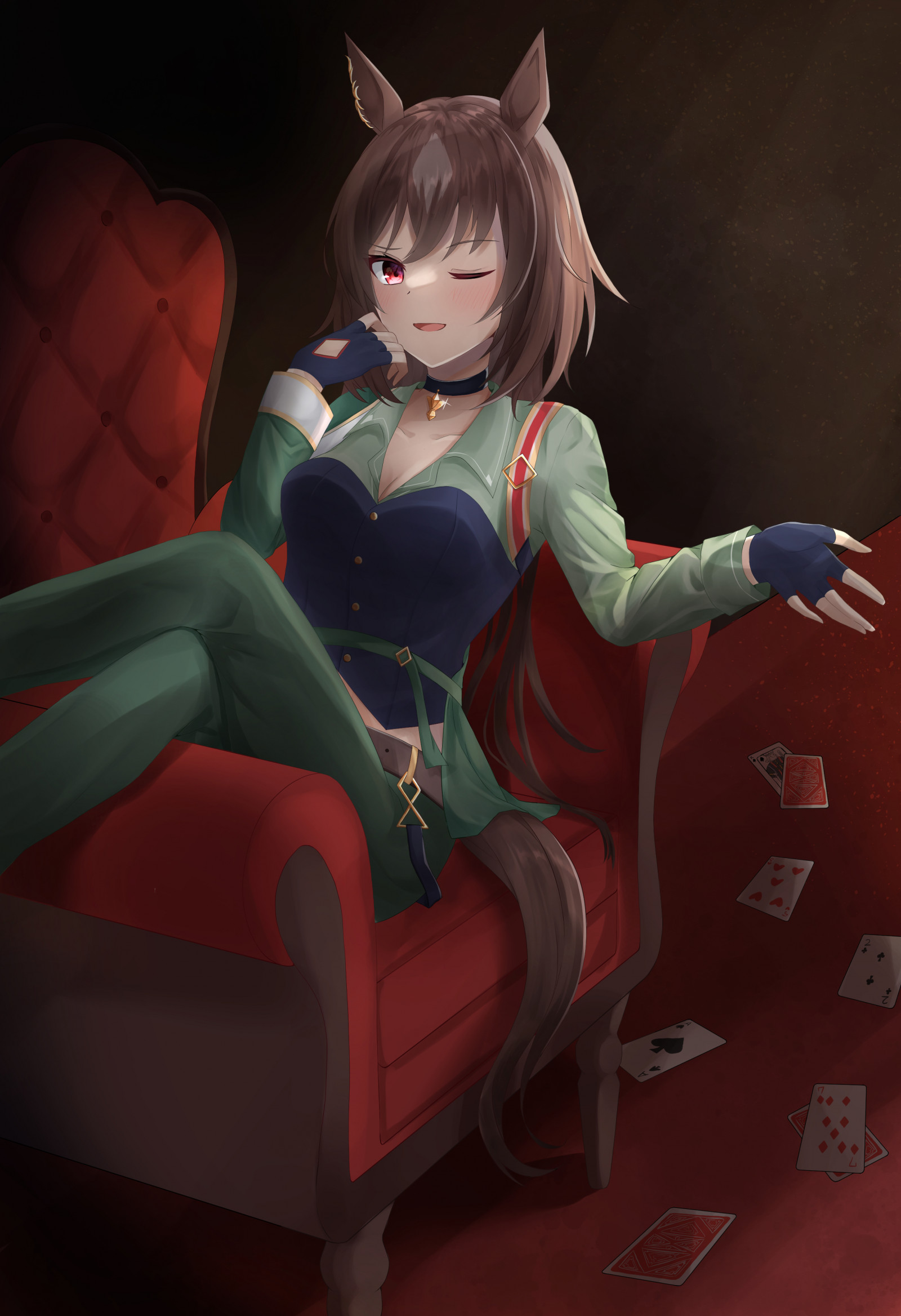 Sirius Symboli Uma Musume, anime, anime dívky, Uma Musume Pretty Derby, dlouhé vlasy, bruneta, horse girls, zvířecí uši, umělecká díla, digitální umění, fan art