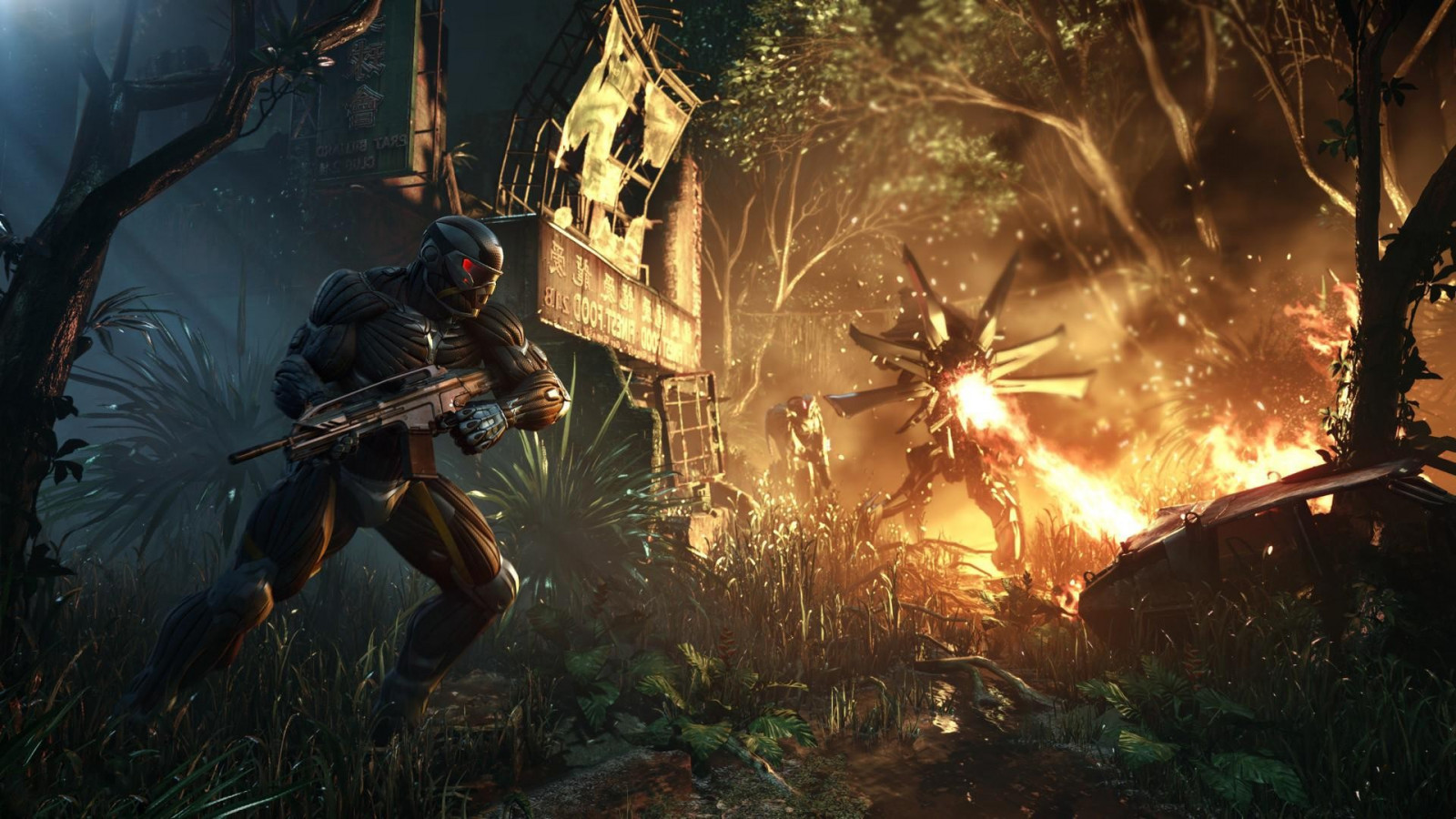 videohry, město, apokalyptický, umělecká díla, voják, sci-fi, Mech, džungle, krize, tma, Snímek obrazovky, počítač tapeta, pc hry