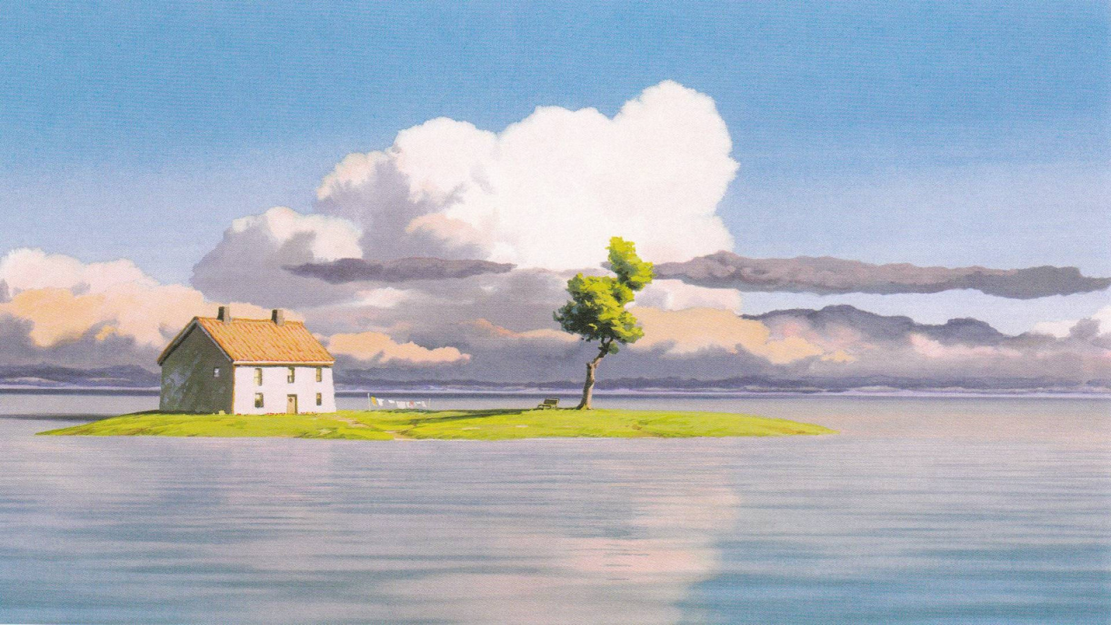 la pittura, mare, baia, puntellare, veicolo, opera d'arte, casa, Torre, costa, vento, isola, onda, fenomeno atmosferico, pittura ad acquerello