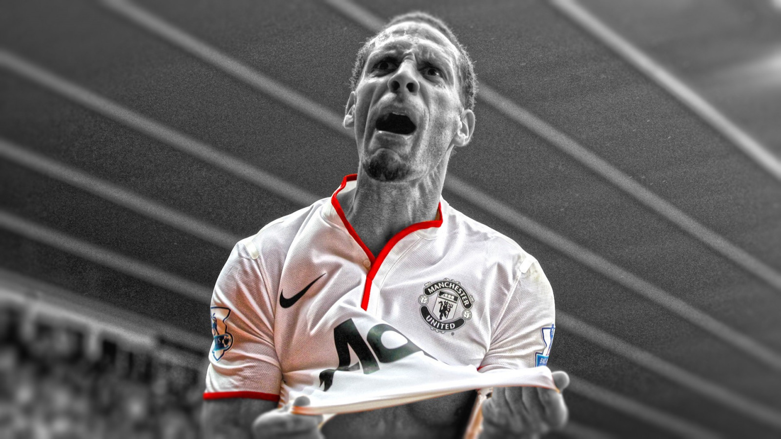 gli sport, monocromo, Manchester United, Rio Ferdinand, giocatore, 1920x1080 px, calciatore, si muove da basket