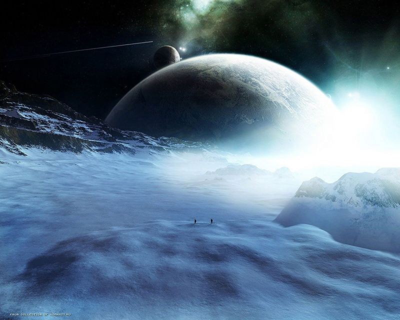planeta, Země, Měsíc, měsíční svit, atmosféra, fantasy umění planeta, Země, Měsíc, měsíční svit, atmosféra, fantasy umění