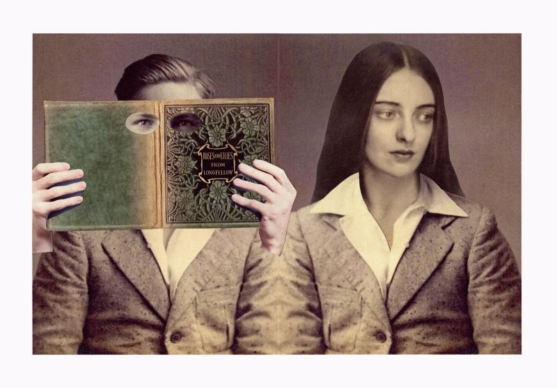 Porträt,Collage,Poesie,Mädchen,Männer Frauen,Papierarbeiter