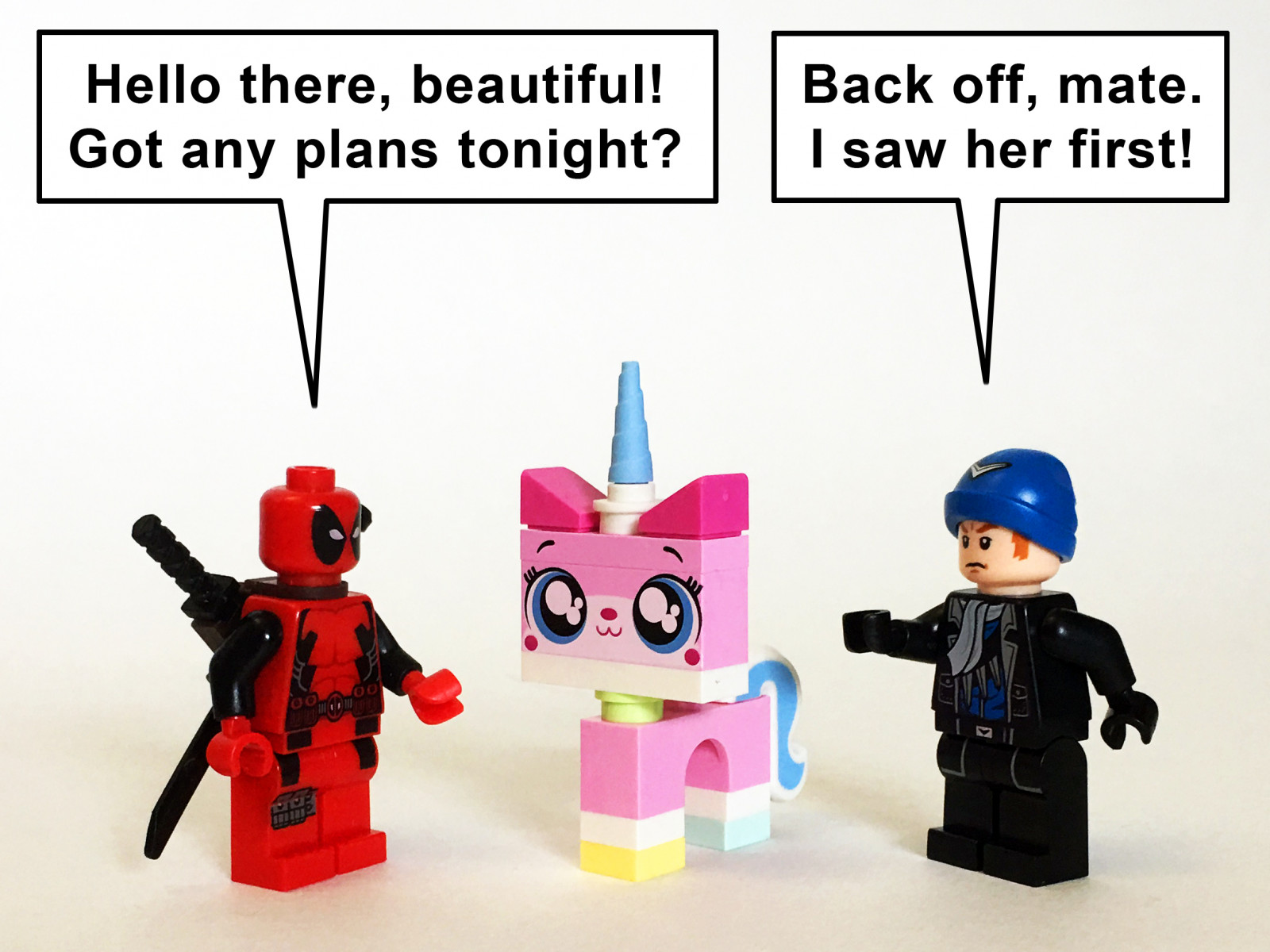 LEGO, zázrak, DC, komiks, super, hrdinové, Deadpool, kapitán, Bumerang, film, Unikitty, jednorožec, Brony, bronies