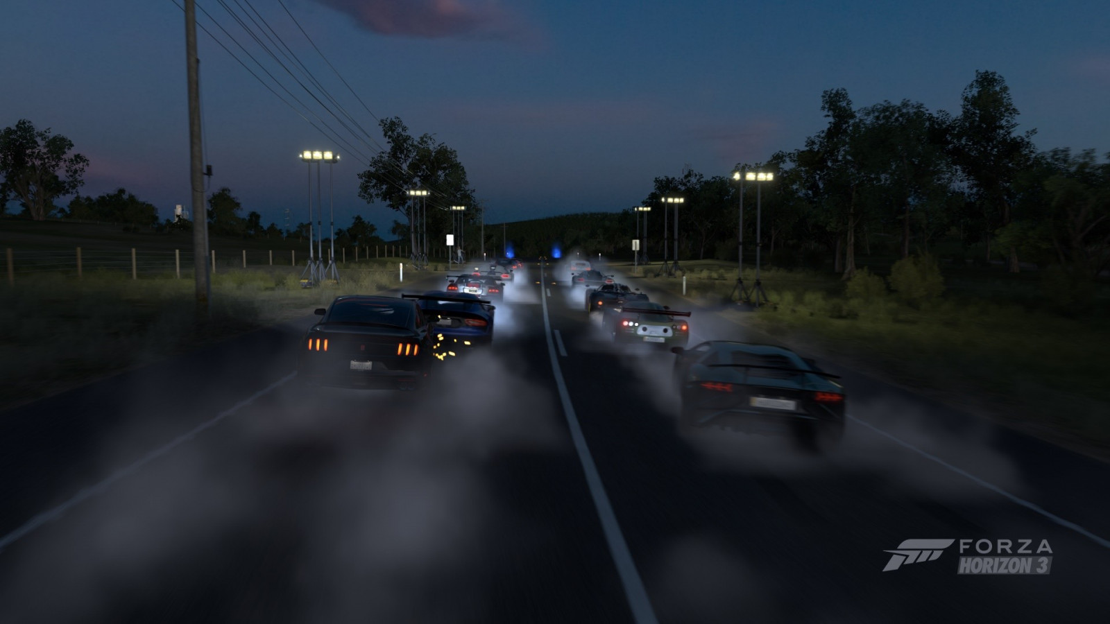 noc, auto, vozidlo, silnice, Supercars, Forza Horizon 3, Lamborghini Aventador, SRT Viper, sportovní auto, Koenigsegg One 1, Koenigsegg Agera, Dodge Viper ACR, Shelby GT 350, Dálnice, řidičský, světlo, tma, superauto, Snímek obrazovky, automobil make