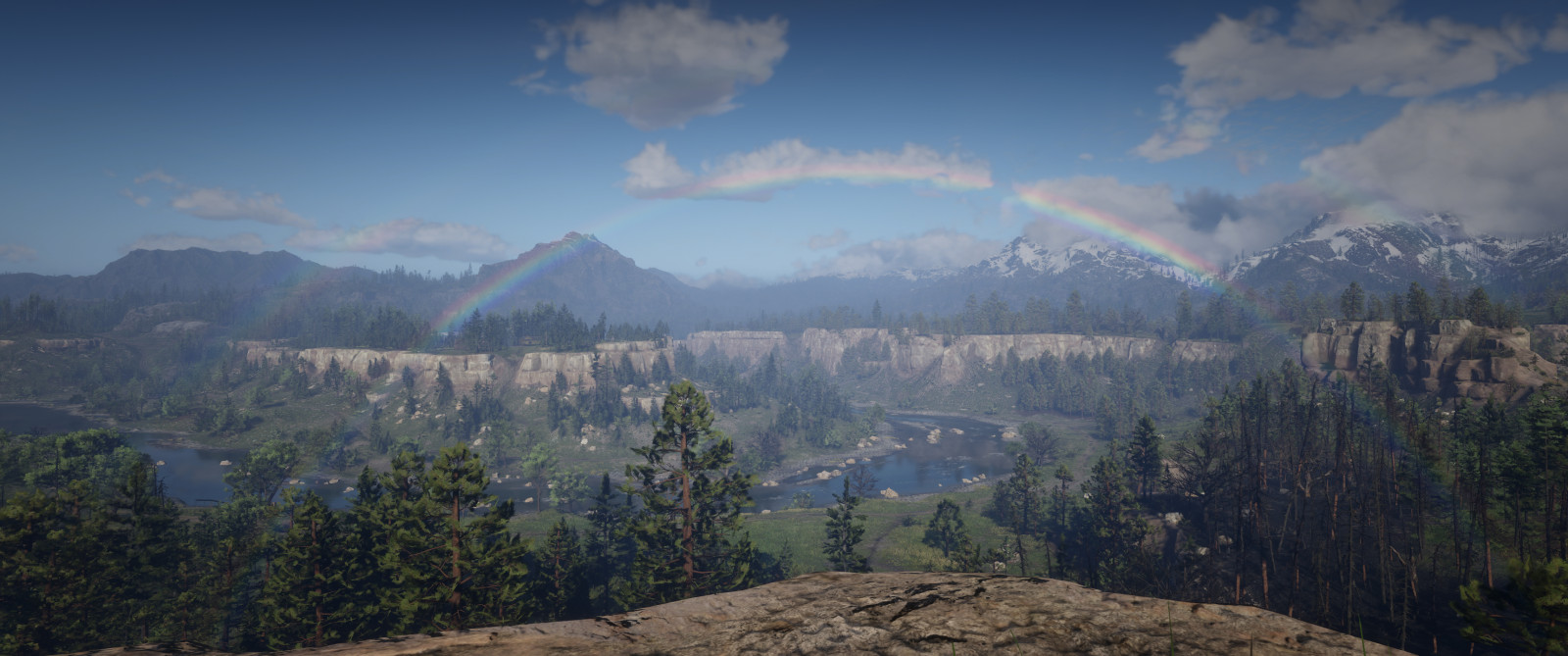 Wallpaper Red Dead Redemption 2, Video Game Landscape, rainbows