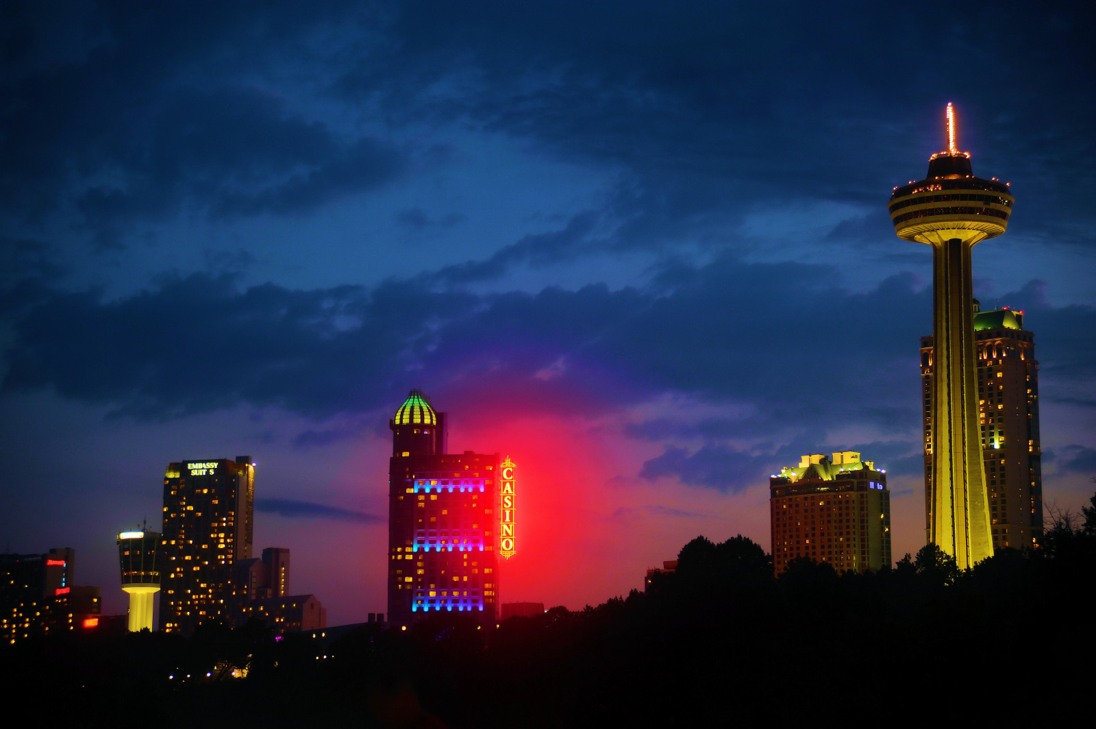 Wallpaper sunset, city, cityscape, night, sky, skyline, skyscraper