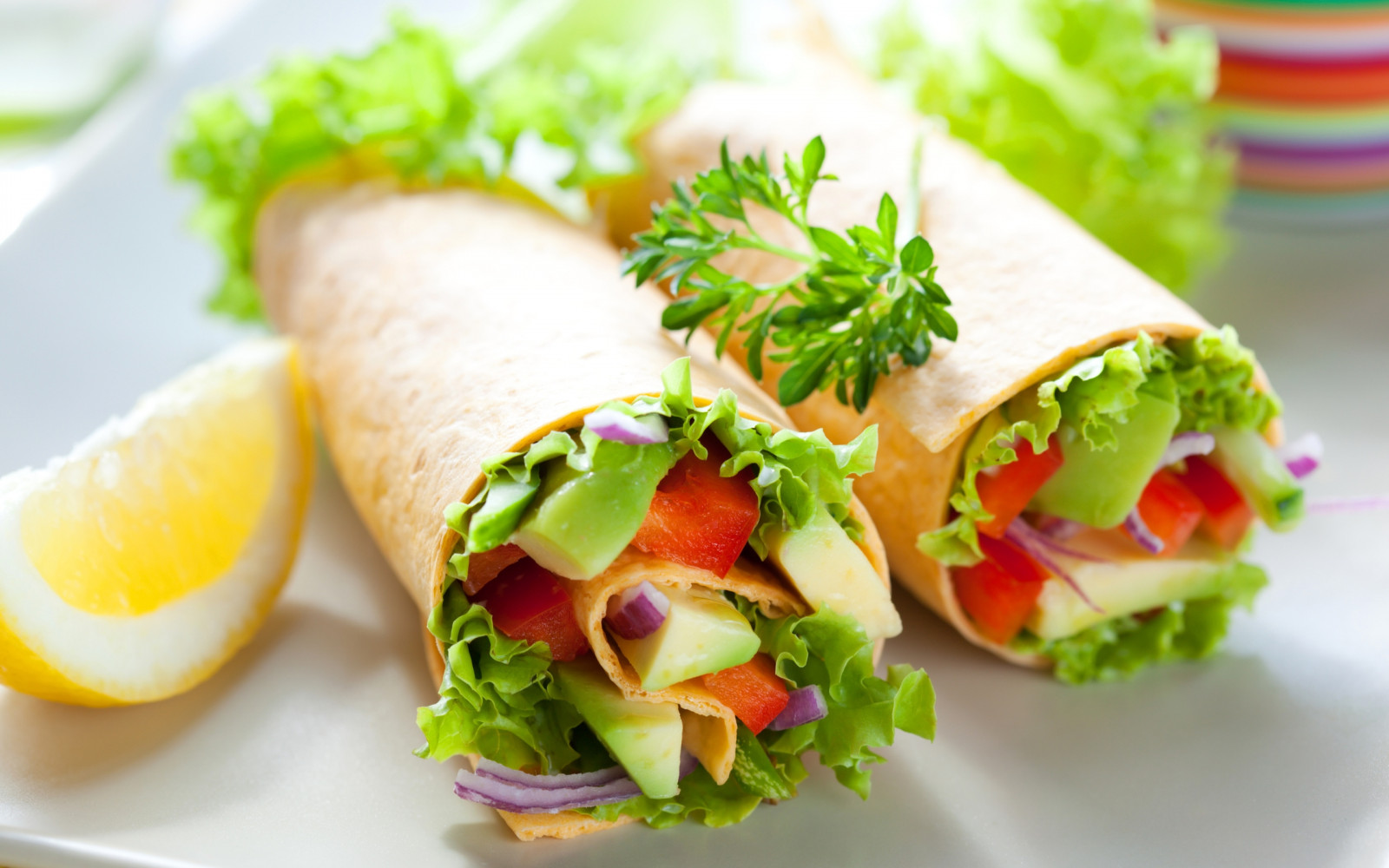 Wallpaper food, vegetables, salad, Roll, lemon, meal, cuisine, dish