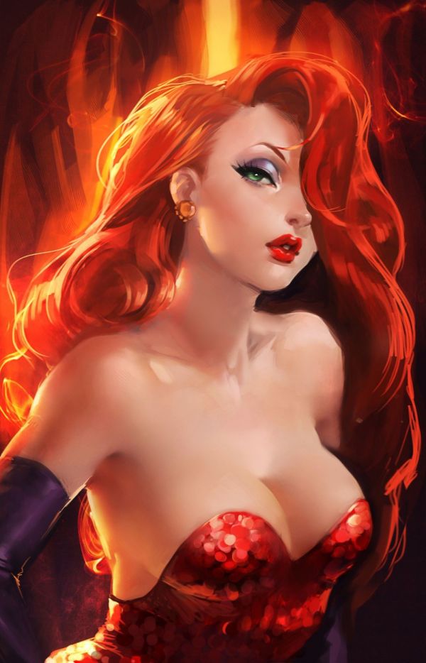 model,red,black hair,hair,Jessica Rabbit,beauty