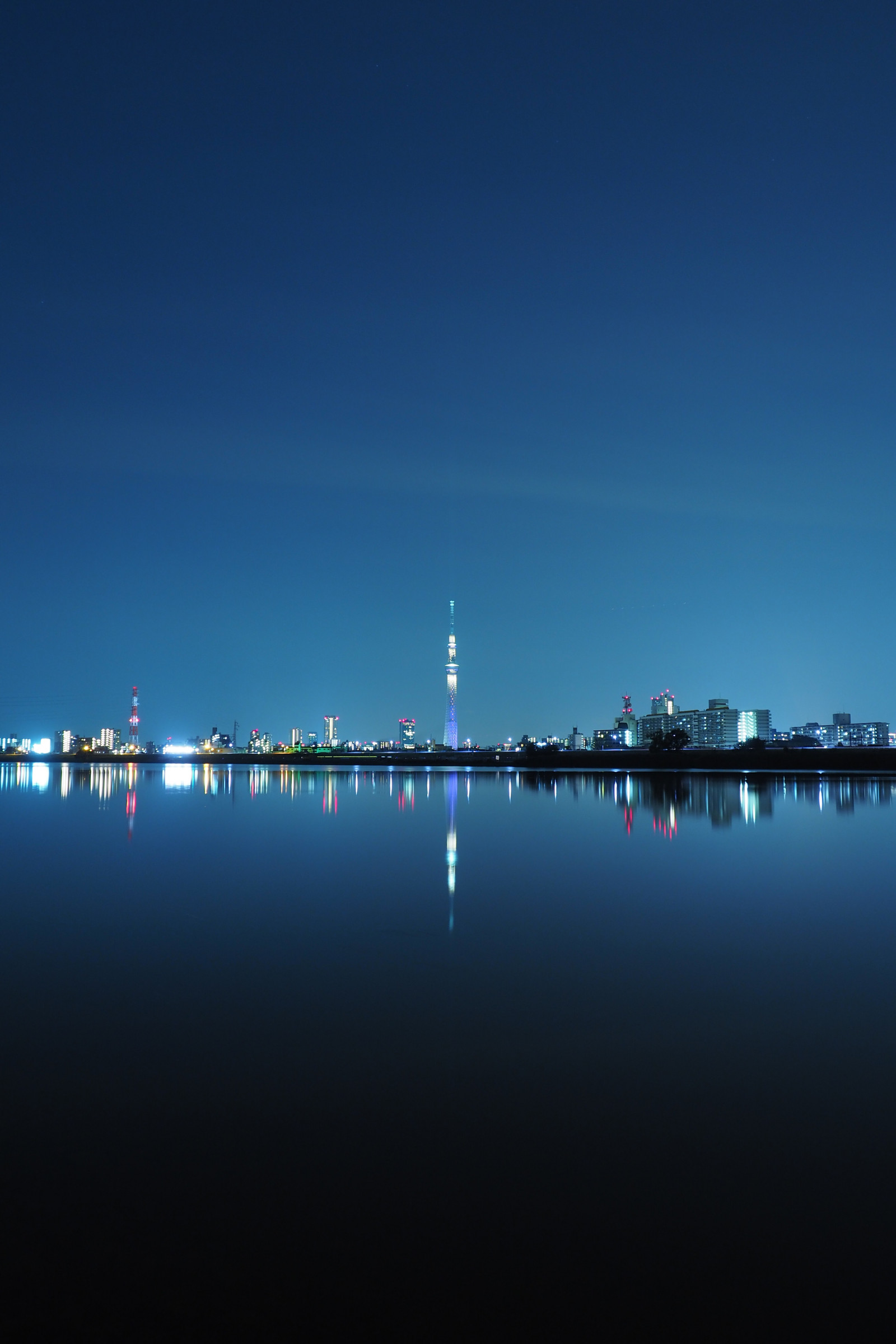 Japonsko, moře, panoráma města, noc, architektura, odraz, nebe, panoráma, večer, věž, horizont, atmosféra, panoráma, soumrak, Tokio, Olympus, jp, Skytree, svítání, osvětlené, osvětlení, mezník, Tokyo Sky Tree, horikiri, mzuiko, Miyabi, OMD, EM5, omdem5, mzuikodigital1250mmf3563, mzuiko1250, em5mark2, omdem5mark2