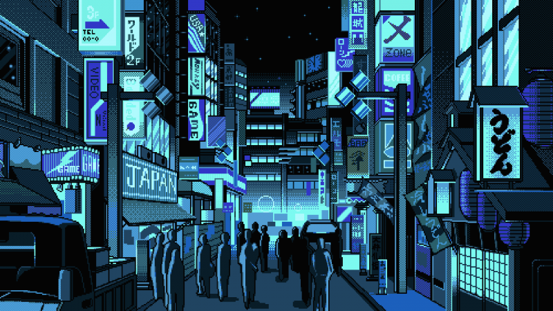 Japan,Pixel Kunst,Straße,Menschen