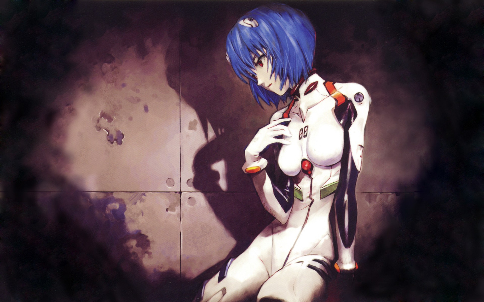 anime, modré vlasy, Neon Genesis Evangelion, Ayanami Rei, mytologie, tma, kostým, Snímek obrazovky, počítač tapeta