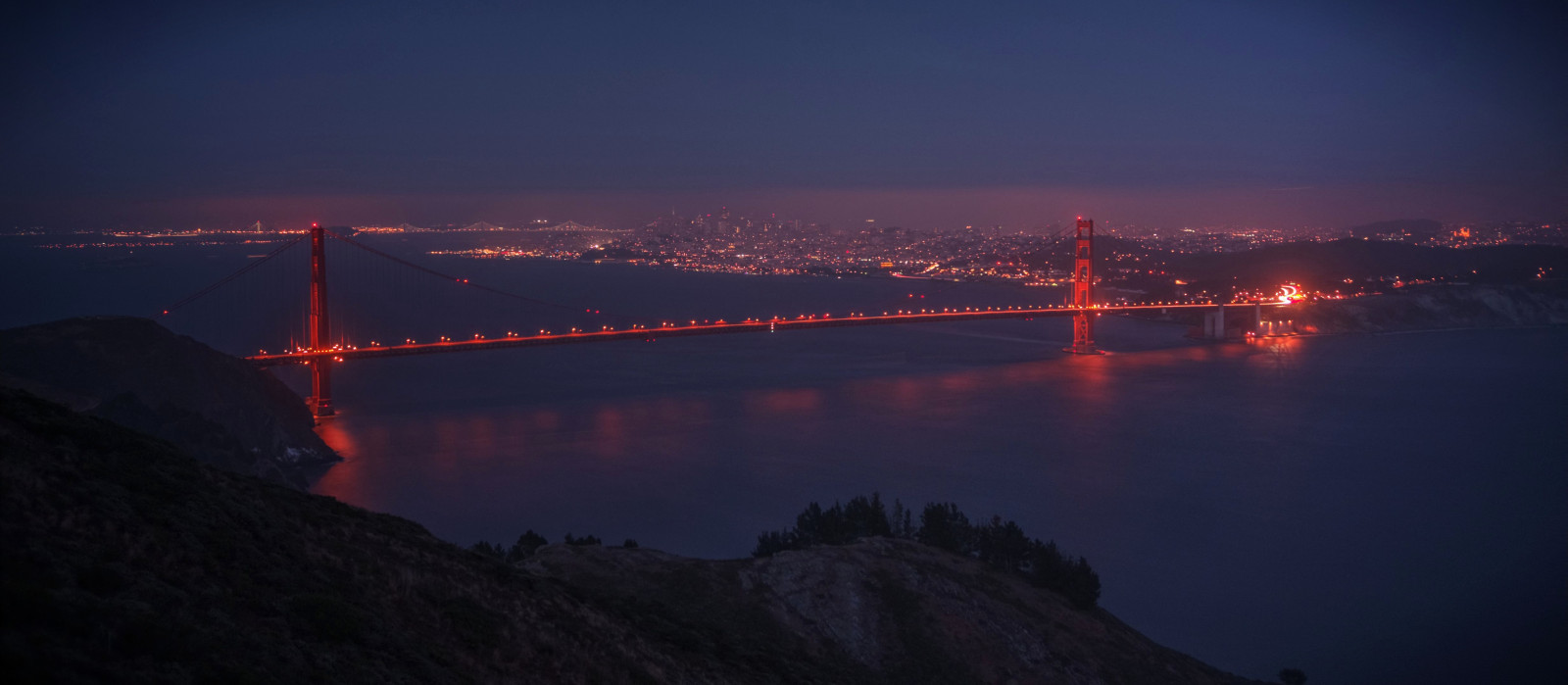 sanfrancisco, modrý, Červené, noc, Drsný, Golden Gate Bridge, Zlatá brána, mlhavý, Sausalito, HDR, marinheadlands, Photomatix, fav200, 1XP, nex6, selp1650