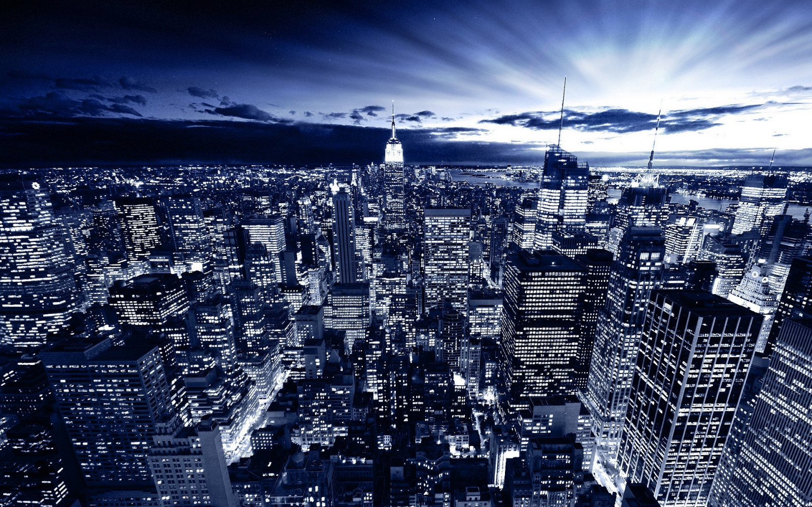 lys, Digital kunst, by, bybilledet, nat, himmel, skyer, skyline, skyskraber, New York City, horisont, panorama, metropol, downtown, byområde, atmosfære af jord, hovedstadsområde, menneskelig bosættelse, boligområde, højhus, luftfotografering