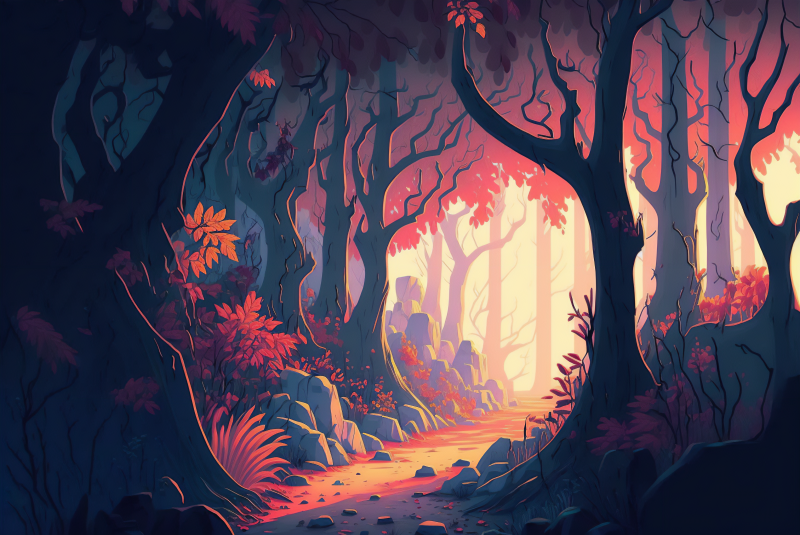 ai art,foresta,illustrazione,sentiero