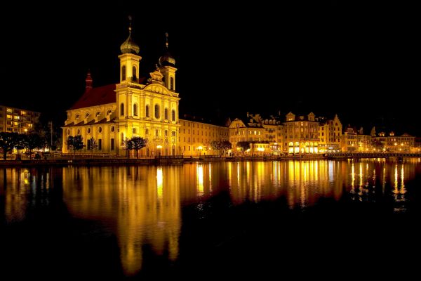 2592x1728 px, buildings, cities, lucerne, night, reflection
