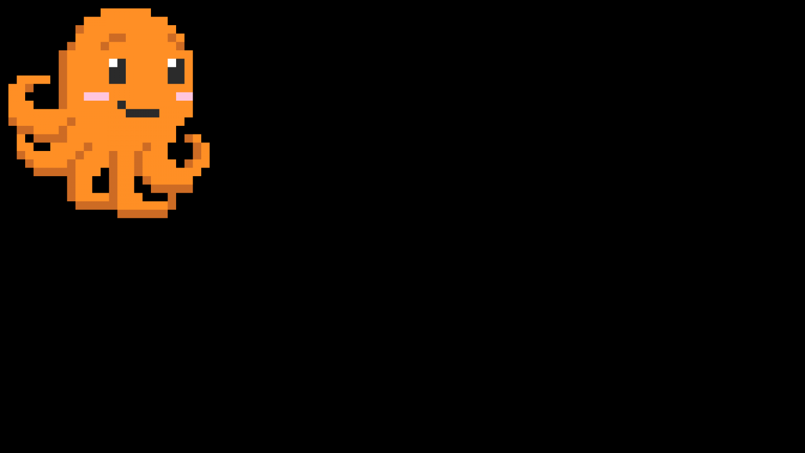 pixel art, pixel, polpo, oscurità, immagine dello schermo, sfondo del computer, font