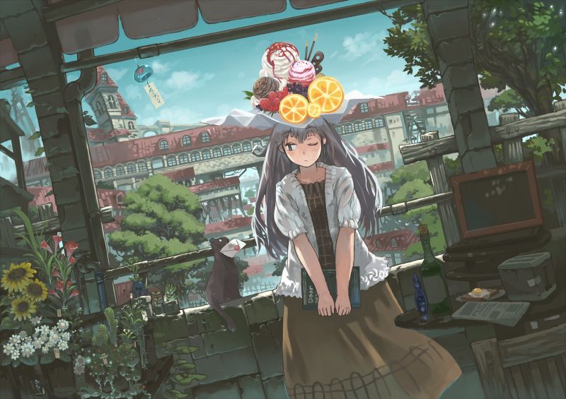 anime, Původní znaky, počítač, oranžový, komiks, UMĚNÍ anime, Původní znaky, počítač, oranžový, komiks, UMĚNÍ