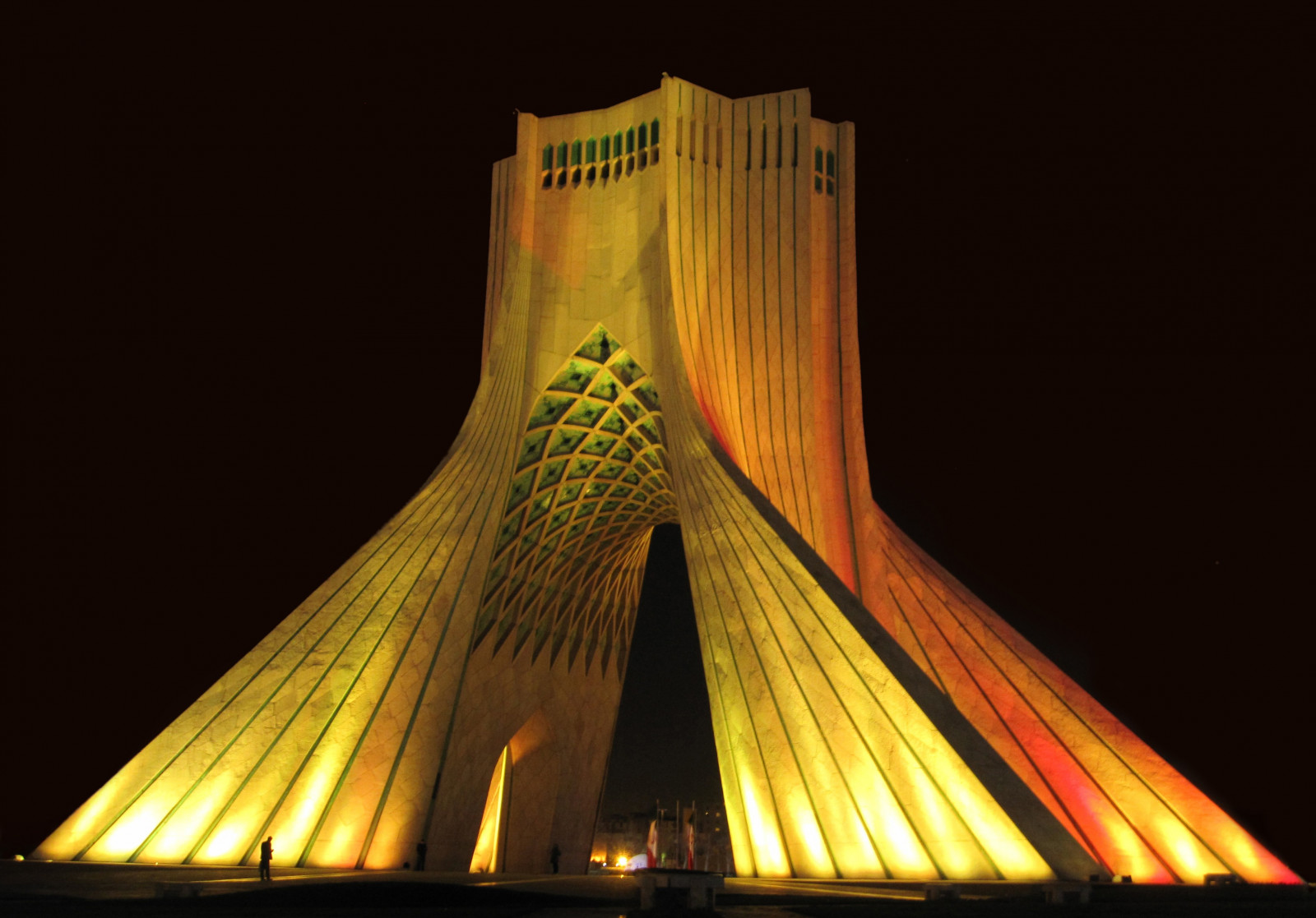 Wallpaper city, night, symmetry, Iran, Tehran, Azadi Square, light