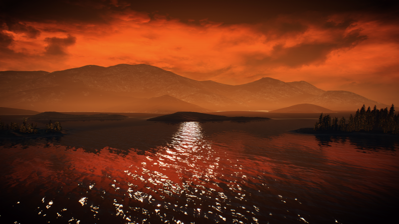 videogiochi, riflessione, arte digitale, tramonto, mare, Alba