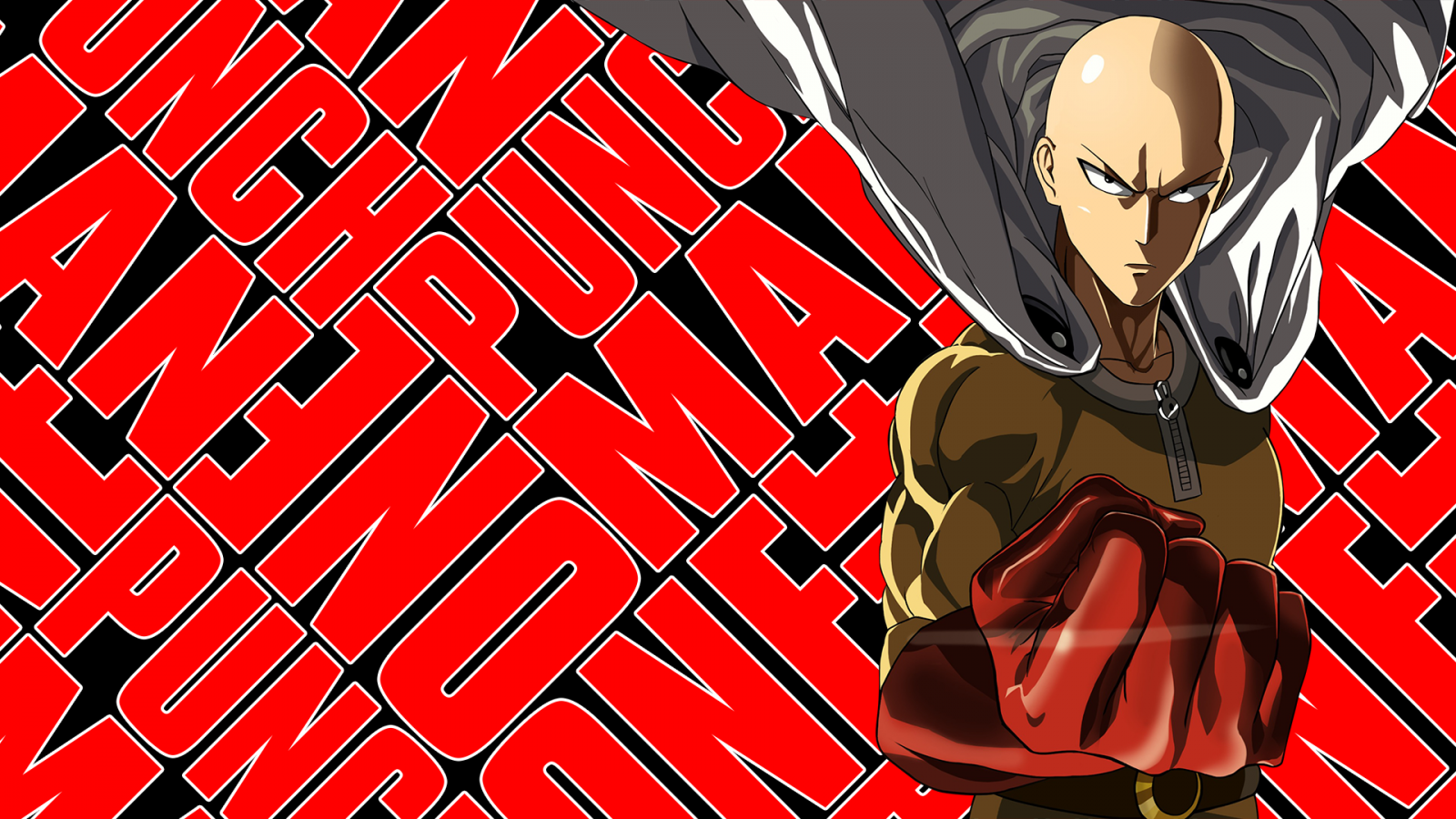 ilustrace, anime, anime kluci, Červené, umělecká díla, Saitama, One Man Punch, komiks, plakát, UMĚNÍ, font, komiks